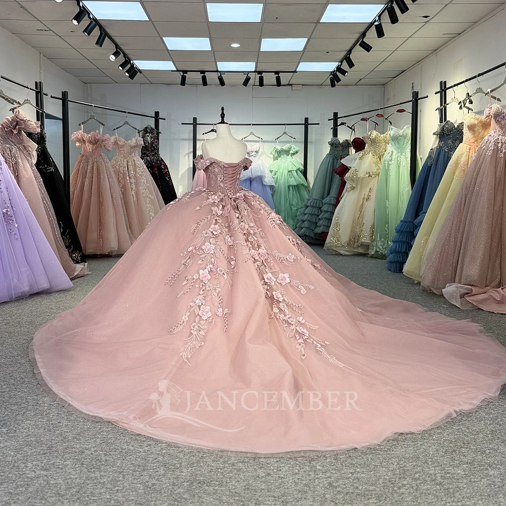 Abiti da principessa Quinceanera per ragazze con spalle scoperte Maniche ad aletta Perline Abiti per occasioni formali Appliques Vestido De 15 Personalizzato