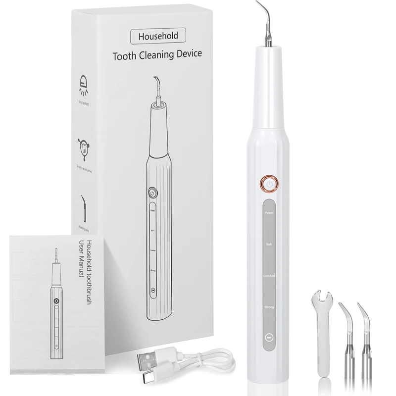 

Ultrasonic Dental Calculus Remover USB Rechargeable Teeth Cleaner with LED Light Electric Plaque Stains Tooth Stone Tartar Tool