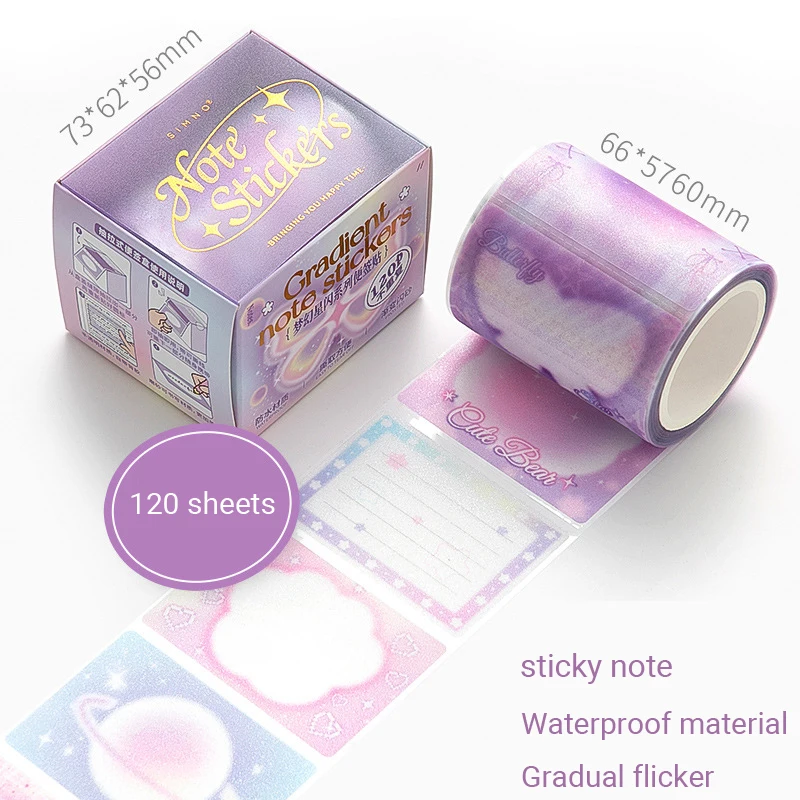 120sheets Dream Flashing Pull-Out Sticky Notes Kawaii Stationery Office Accessories Memo Pad Scratch Paper Aesthetic Stationery