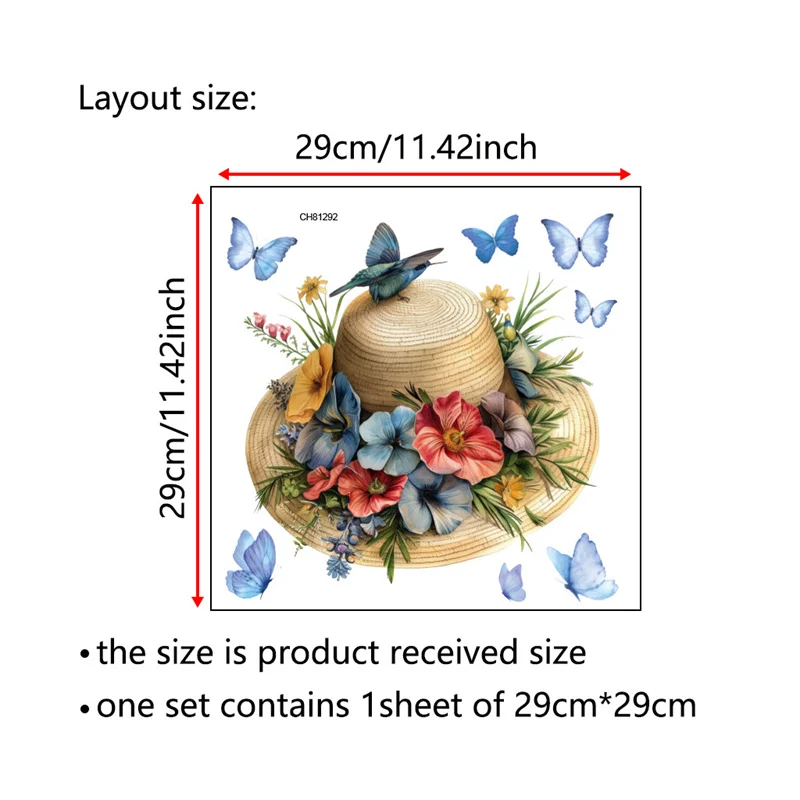 Butterfly Flower Hat Toilet Sticker Self-Adhesive DIY Sticker Paintings Removable Wall Decor For Bathroom Living Room Bedroom