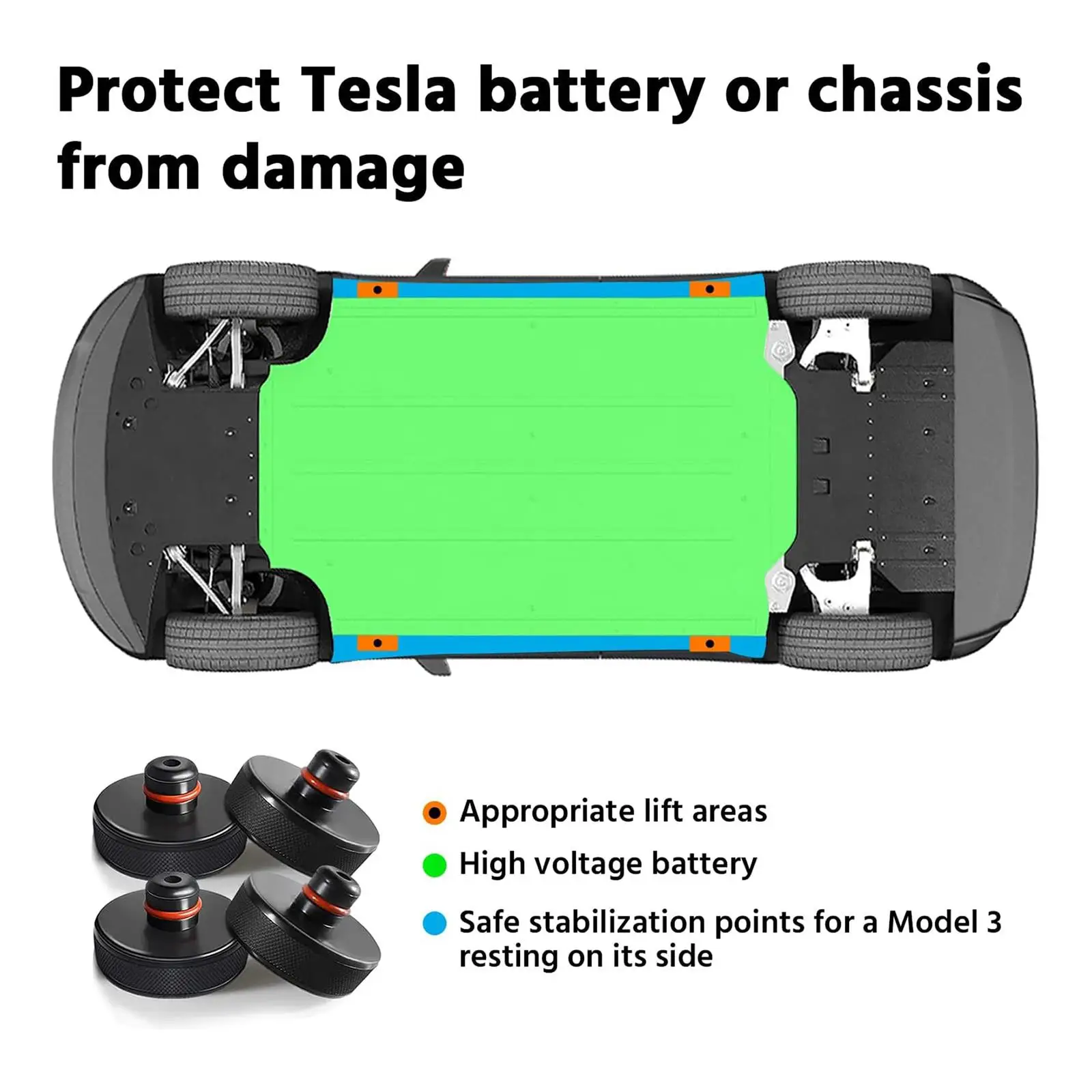 Lifting Jack Pad Jack Rubber Pad Supplies Stable Performance Accessory 4 Pucks for Automobile Model 3 Y
