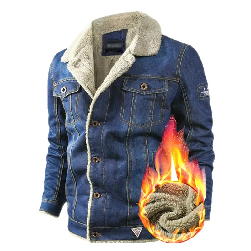 

Jeans Jacket Men's Bomber Windbreaker Casual Jacket Tactical Military Padded Thick Warm Jeans Men's Autumn And Winter Military