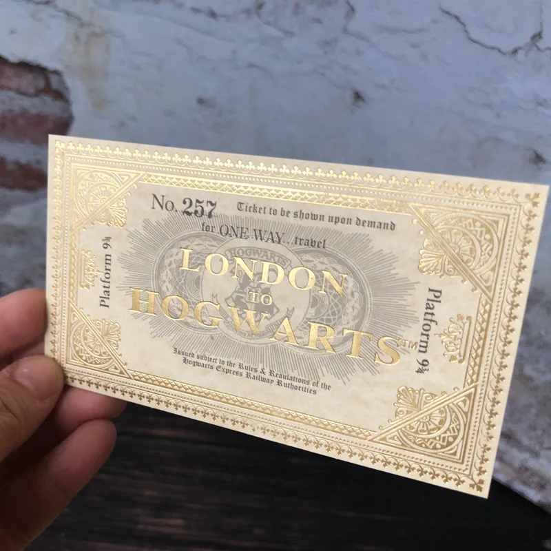 도매 플랫폼 9 3/4 티켓, 런던 익스프레스 기차 티켓, 골든 스탬핑, 어린이 생일 선물, 30 개, 50/100 개