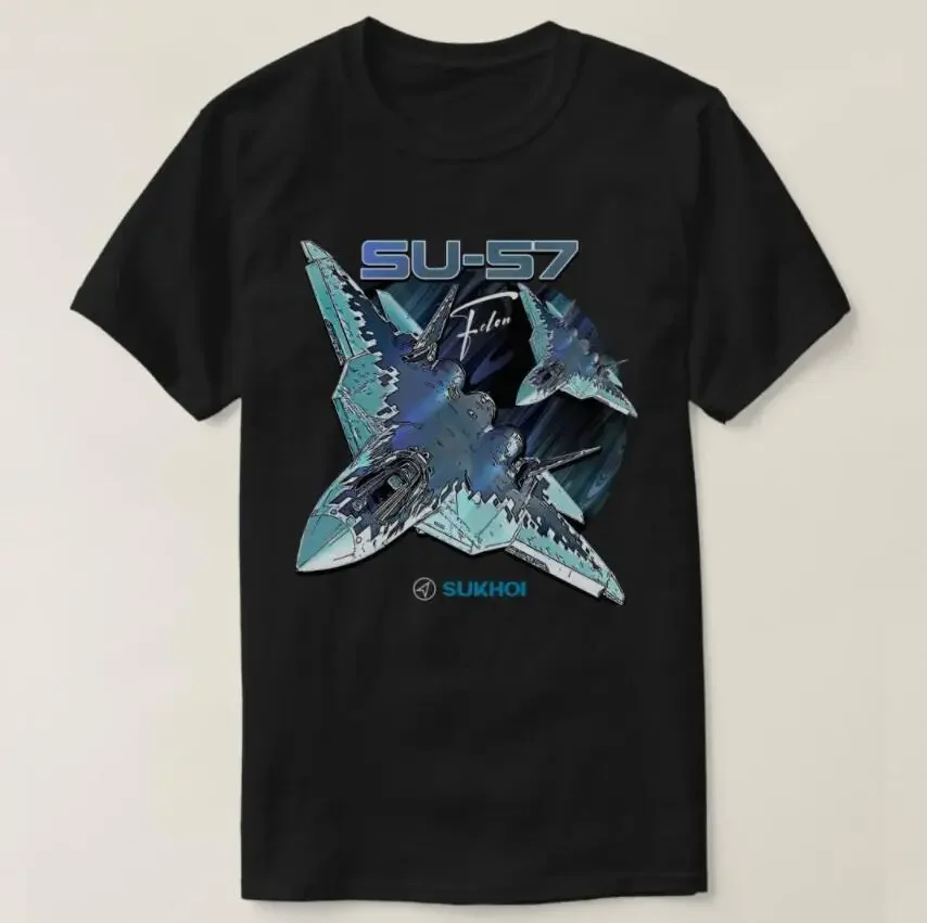 Sukhoi Su-57 Stealth Multirole Fighter Aircraft T-Shirt Short Sleeve Casaul 100% Cotton T Shirt