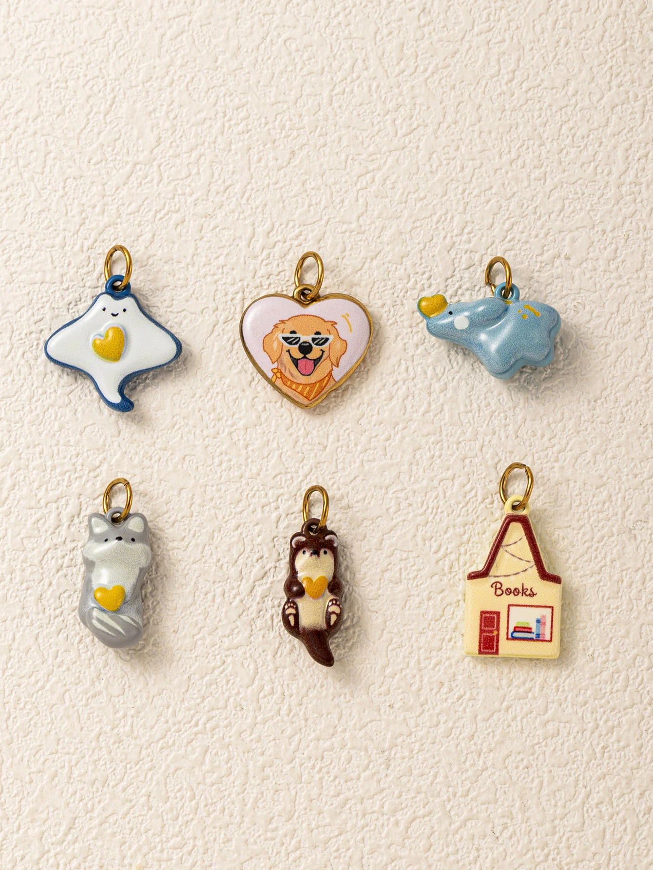Edelstahl-Anhänger: Einfache und vielseitige Tier-Motive (kleiner grauer Waschbär, Maus, Elefant) für DIY-Schmuck. – Detail 3