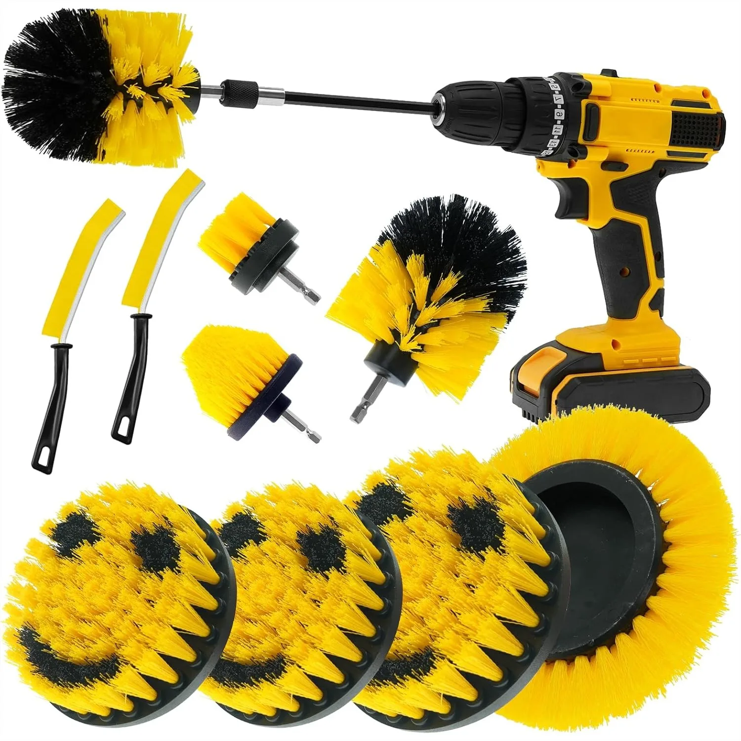

10 Pack Drill Brush Attachment Set for Cleaning Grout Floor Tub Shower Tile Sink Toilet Bathroom Kitchen