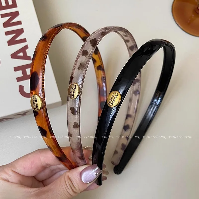 2pc Fashion European and American Wide Vintage Leopard Black Hairbands Headbands for Women Girls Korean Hair Accessories