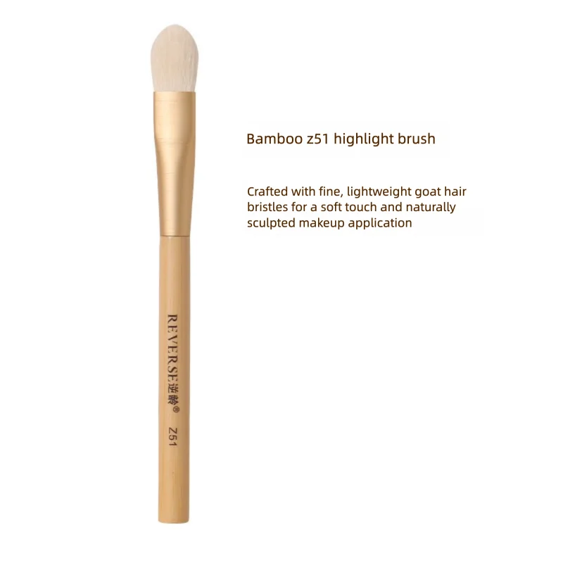 Anti-aging Bamboo Wood Z51 Highlight Animal Hair Triangular 3D Soft Bristles Portable Multi-functional Makeup Brush
