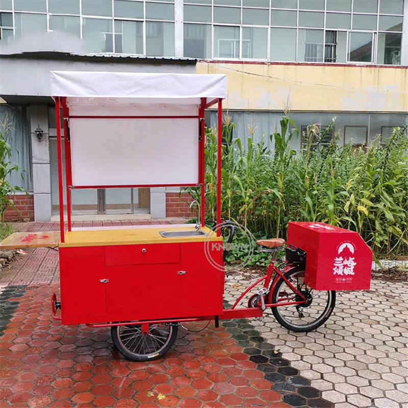 3 Wheel Electric Scooter Tricycle Adult Customized Red Color Pedal Assist Electric Bike Bicycle Mobile Food Cart for Sale