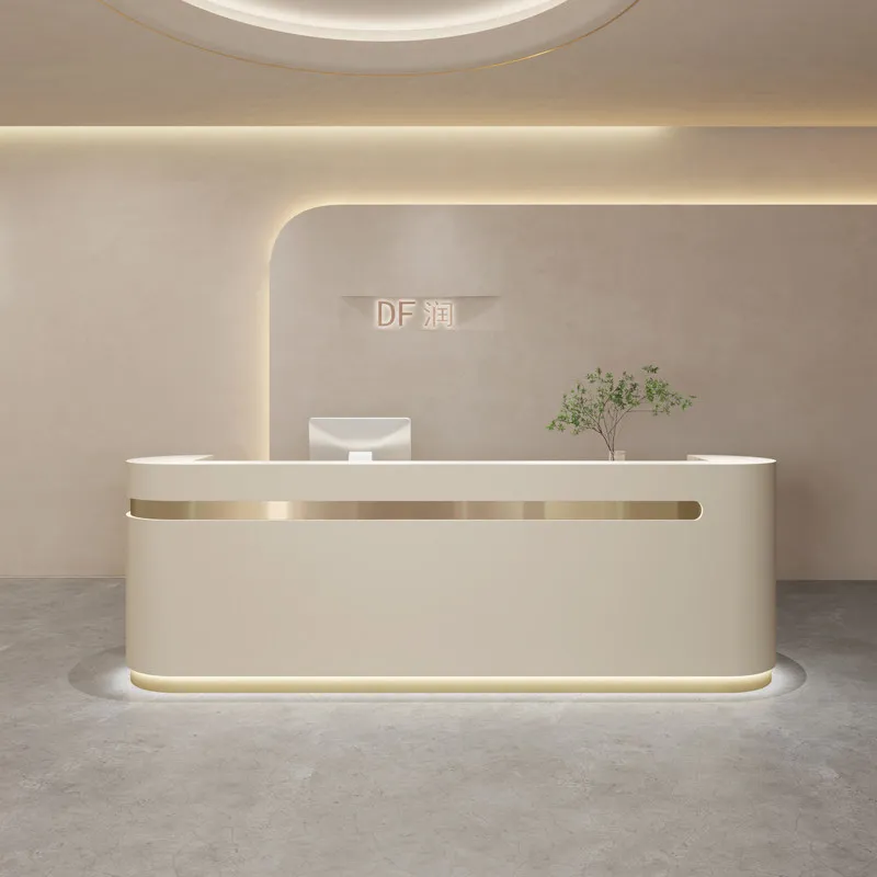 

Cream-Style Reception Desks Specifically Designed for Beauty Salons and Customer Centers Modern Luxury Nordic Furniture