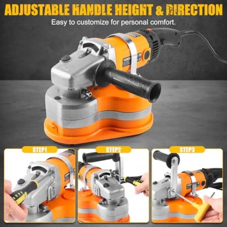 ماكينة تلميع الماس الكهربائية مع محرك عالي الطاقة 2800 وات و6 عجلات ماسية لتلميع رخام الأسمنت والجرانيت والحجر الصخري #6