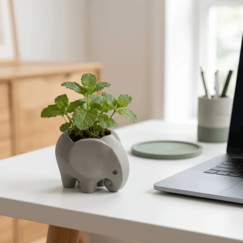 Plastic 3D Printed Elephant Flowerpot Animal Design Vases or Pencil Holders Mini Elephant Planter Pot Succulent Planter