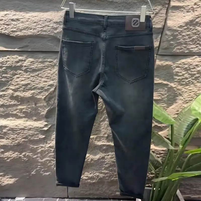 

Мужские зимние теплые джинсы Bla Fce с подкладкой, устойчивые к холоду, универсальные, длинные брюки, модные повседневные прямые джинсы