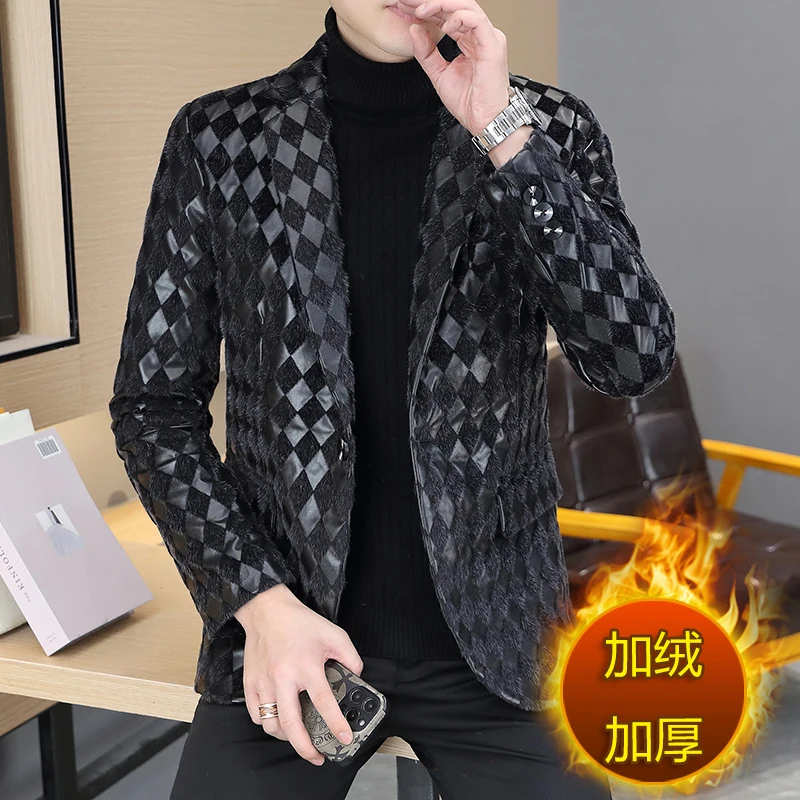 

2023Fashion boutique trend British new winter thickened warm youth Korean casual men's suit long sleeve fashionable suit