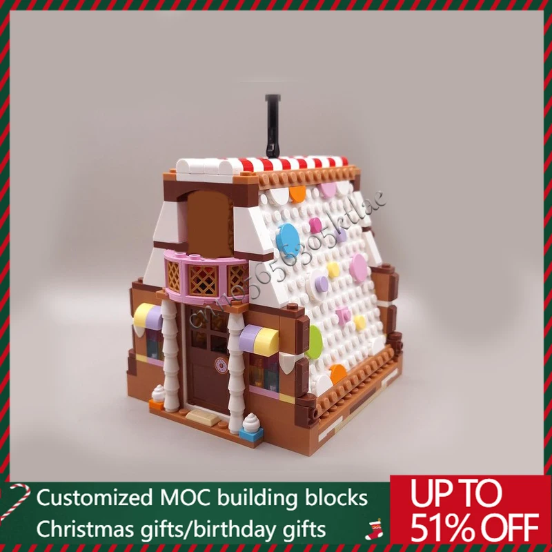 497 PCS MOC Second Floor Balcony Gingerbread House Building Block Model Children Creative Diy Assembly Toys Puzzle Festival Gift #4
