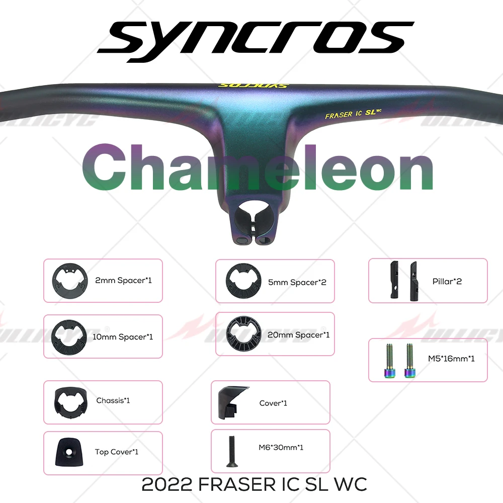 

SYNCROS FRASER IC SL WC Chameleon Spark Rack, 20 ° Carbon Fiber Integrated cockpit, MTB Handle, with Titanium Alloy Screws, 2023