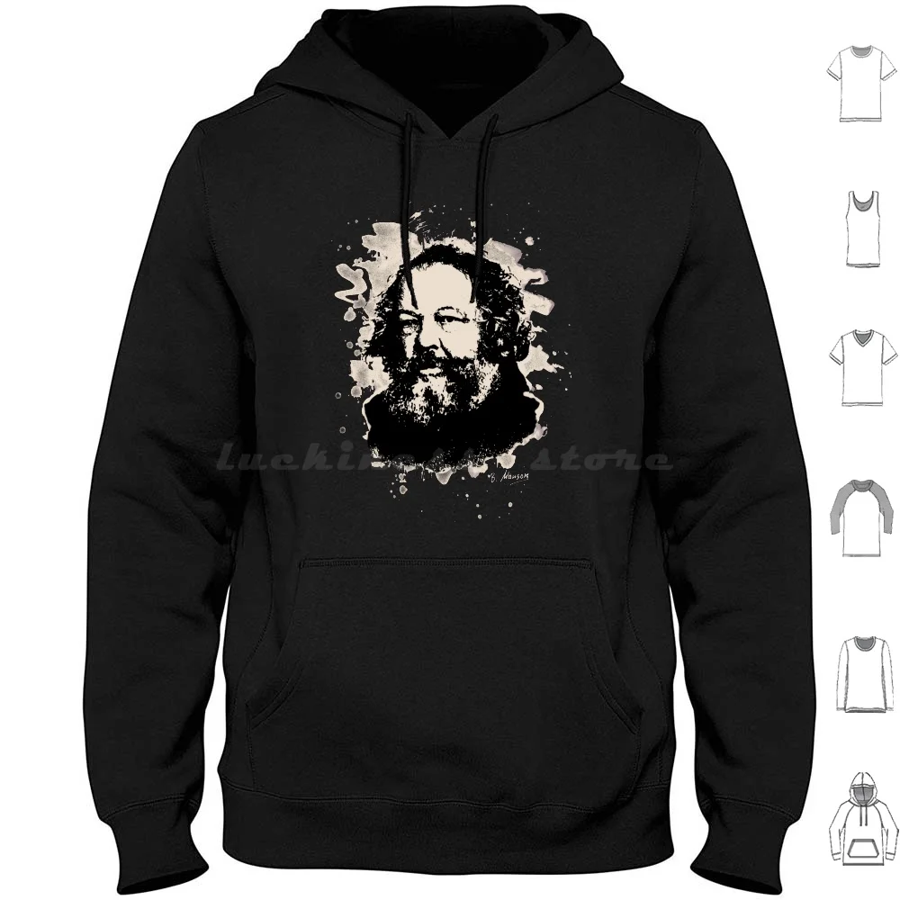 Bakunin Hoodies Long Sleeve Bakunin Russian Anarchist Anarchy Socialism Punk Metal Psychobilly Skinhead Biker Hippie N