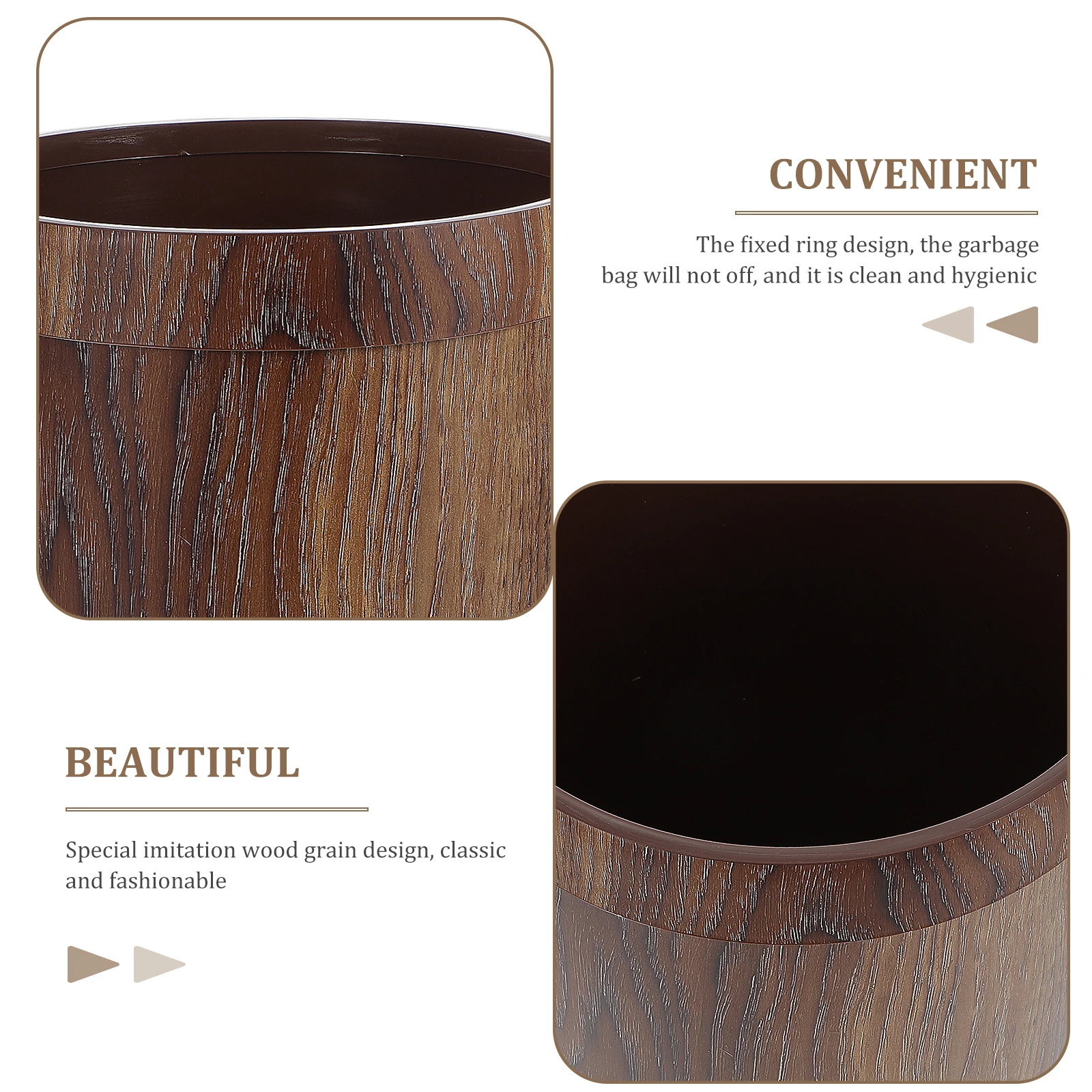 

Decorate Plastic Paper Basket with Cover Office Trash Bin Waste Decorative Can Cans for