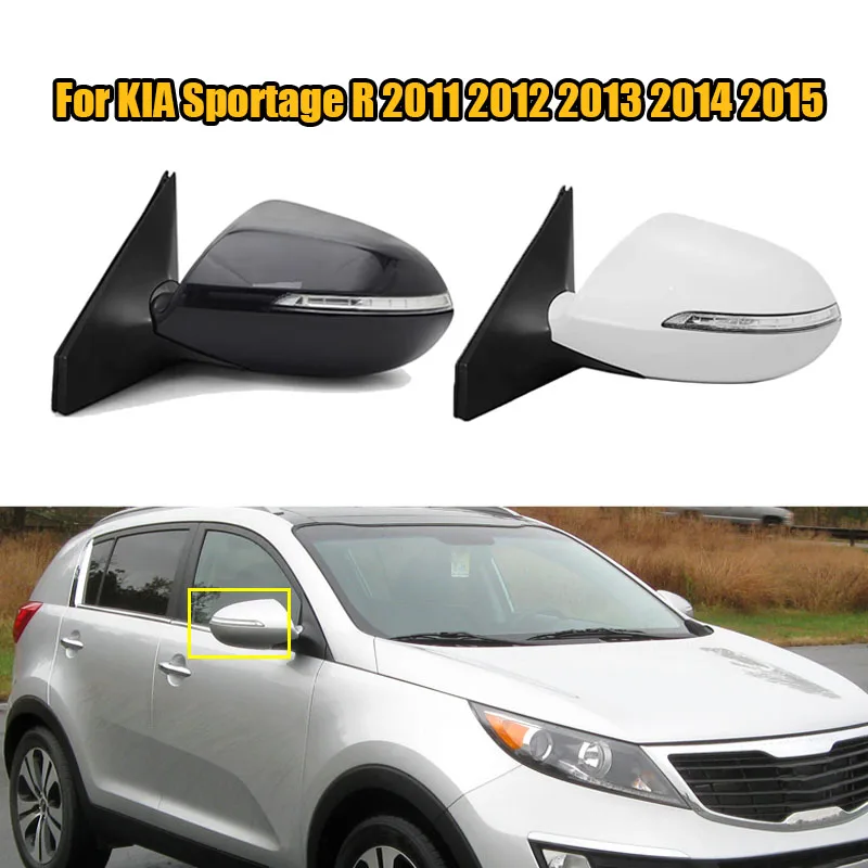 Car Rearview Outer Side Mirror With Lens Adjustable Turn Light 5/7/9 Wire For KIA Sportage R 2011 2012 2013 2014 2015 