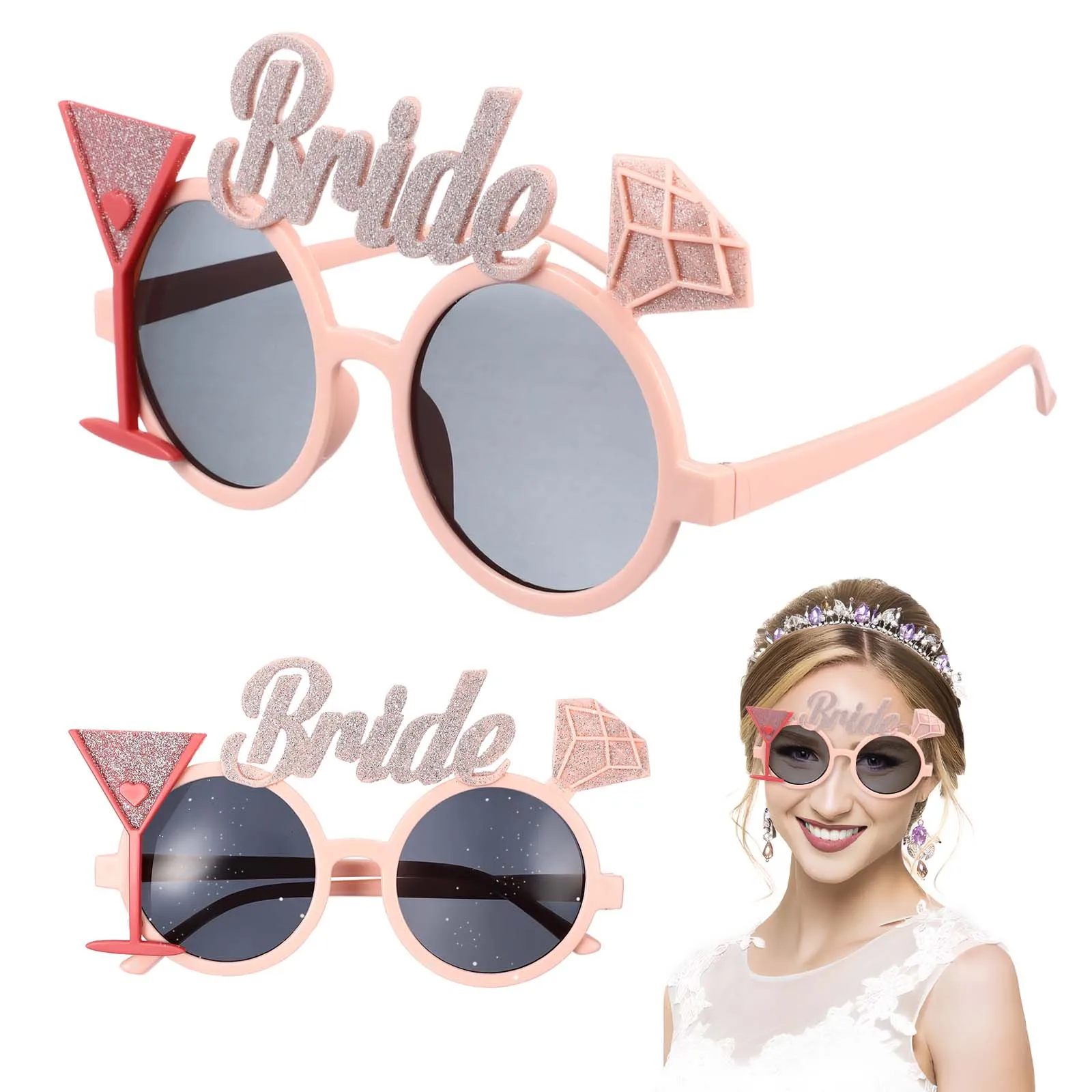 

2Pcs Colorful Bride Groom Glasses Memorable Photo Props Wedding Bachelor Party Decor Bride Glasses Groom Eyeglasses
