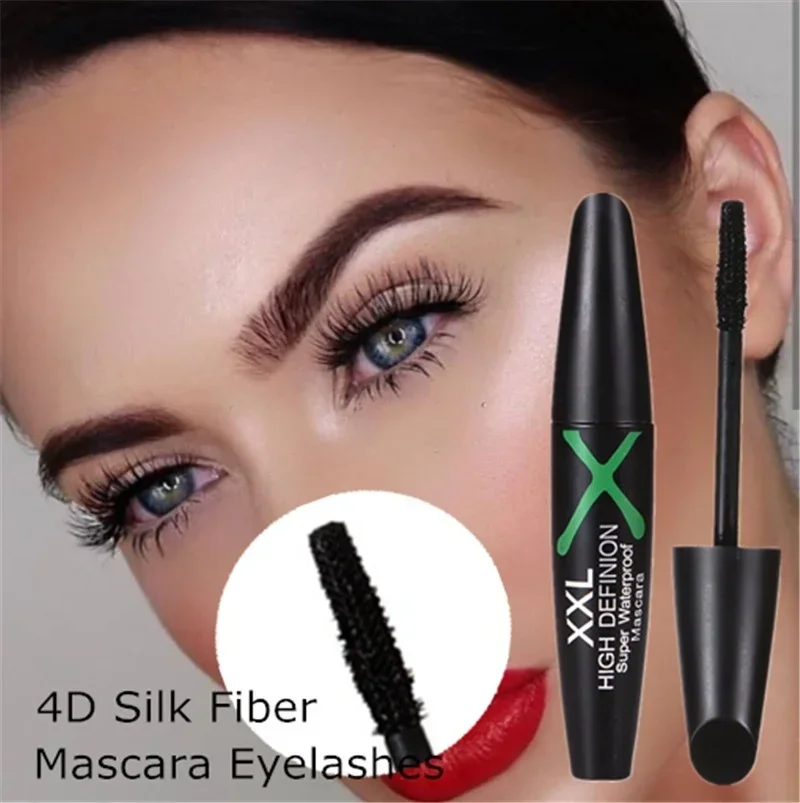 4D Silk Fiber Cílios Mascara, alongamento, impermeável, de longa duração, preto cílios extensão, 3D Make Up, 1 Pc