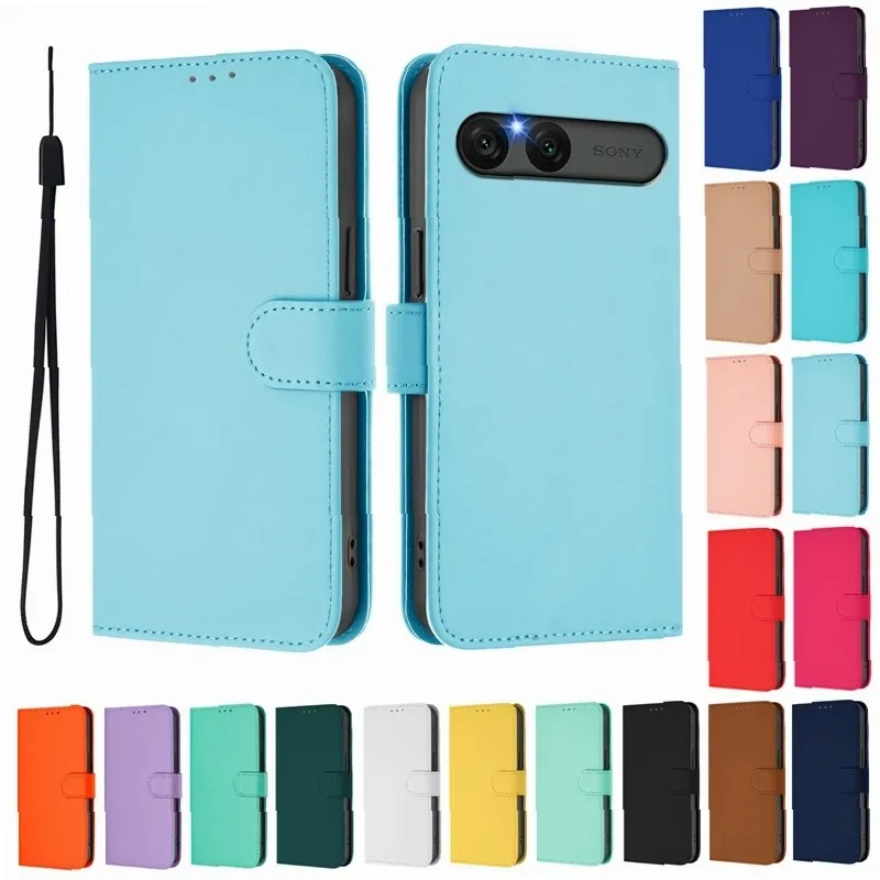 

Чехол для Sony Xperia 10 VII, кожаный флип-чехол ярких цветов с отделениями для карт для XQ-FE54 XQZ-CBFE