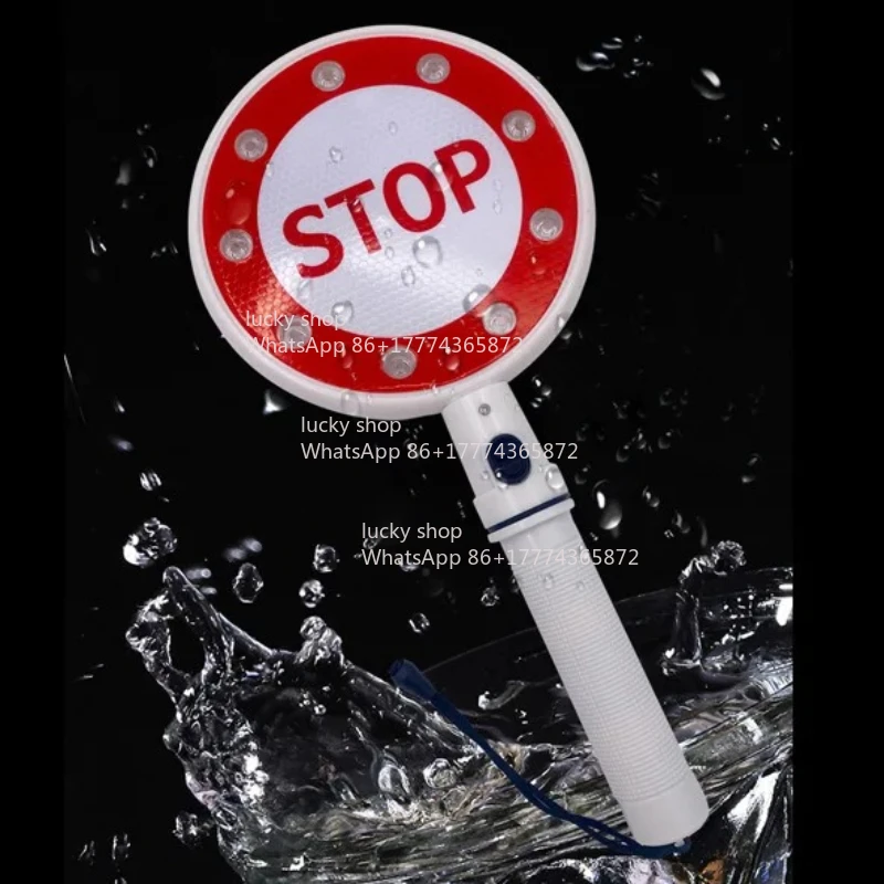 Hand Held Road Traffic Stop Sign Light High Brightness Flashing Lamp