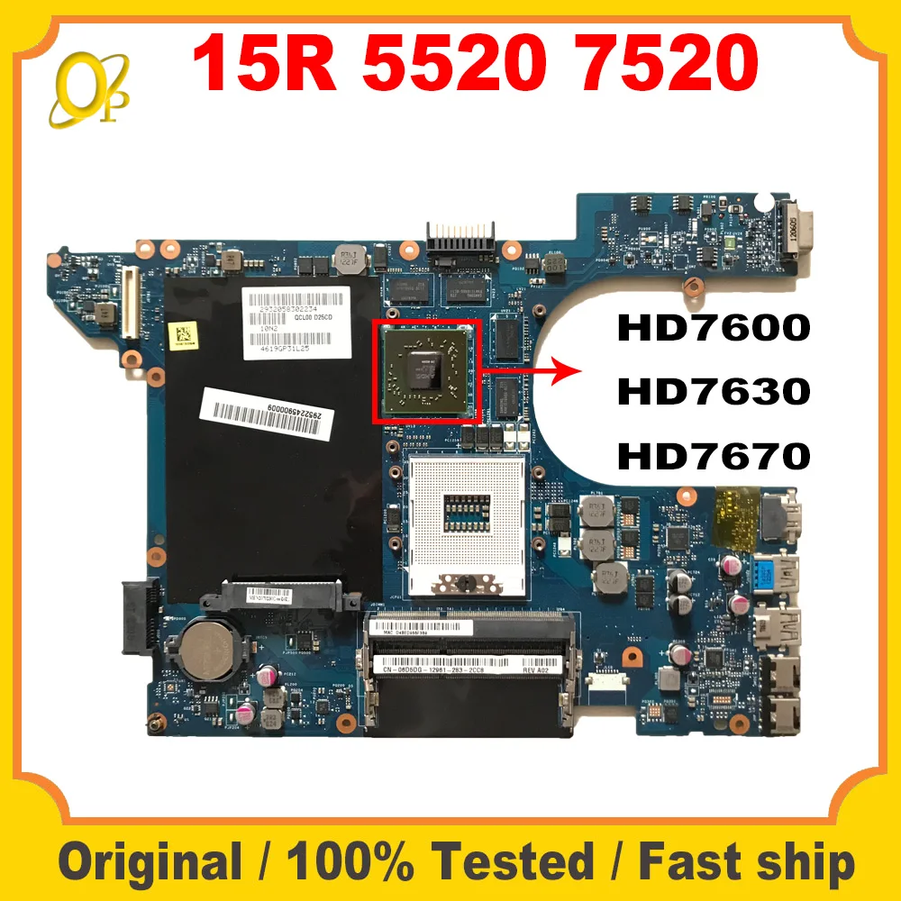 

Материнская плата QCL00 LA-8241P для Dell Inspiron 15R 5520 7520, материнская плата для ноутбука HD7600/HD7630/HD7670 1G GPU DDR3, протестирована
