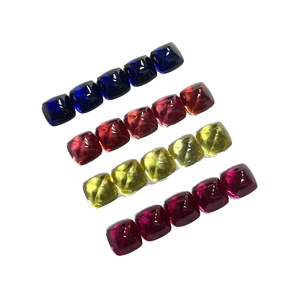 

30 Pieces 1 Bag Synthetic Corundum Ruby Sapphire Cushion Cut Flatback pyramid Cabochon Gemstone