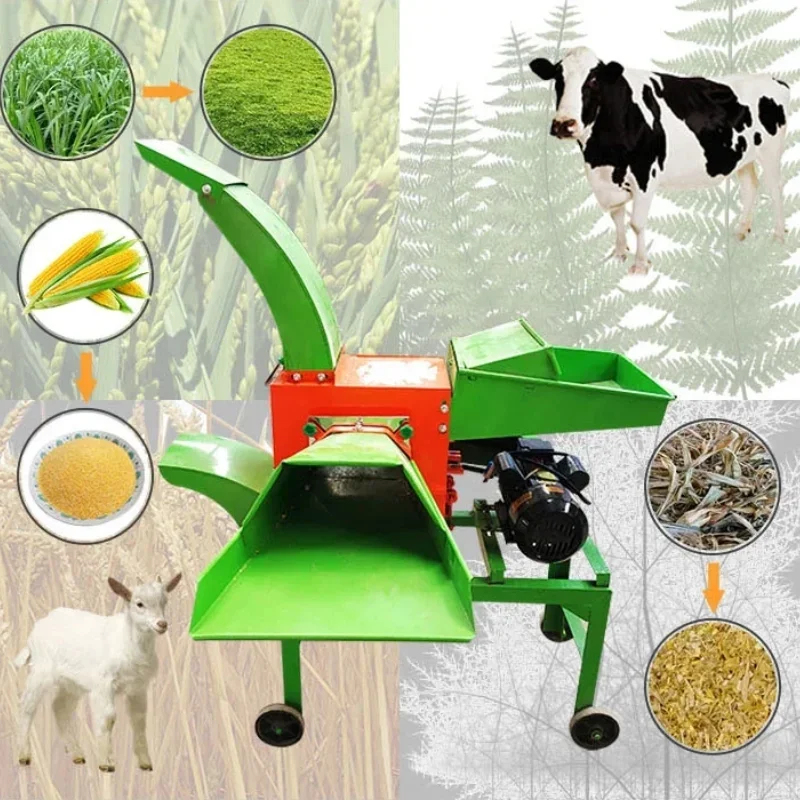 Small Livestock Farm Multi-functional Silage Feed Cutting Grinder Chopper Straw Chaff  Corn Grinding Cutter And Hammer Mill