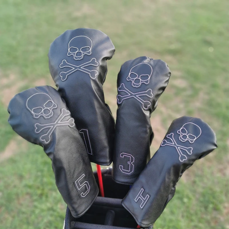 Conjunto De Madeira De Golfe De Couro PU, Fairway Putter Club Set, Tampa da cabeça, Unisex