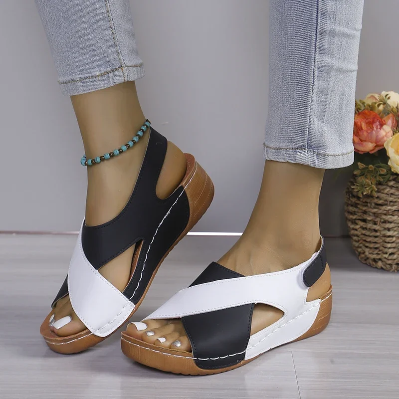 Sandalias De plataforma para Mujer, novedad De verano, Sandalias De colores combinados, zapatos De playa informales De diseñador ligeros para Mujer, Sandalias De Mujer