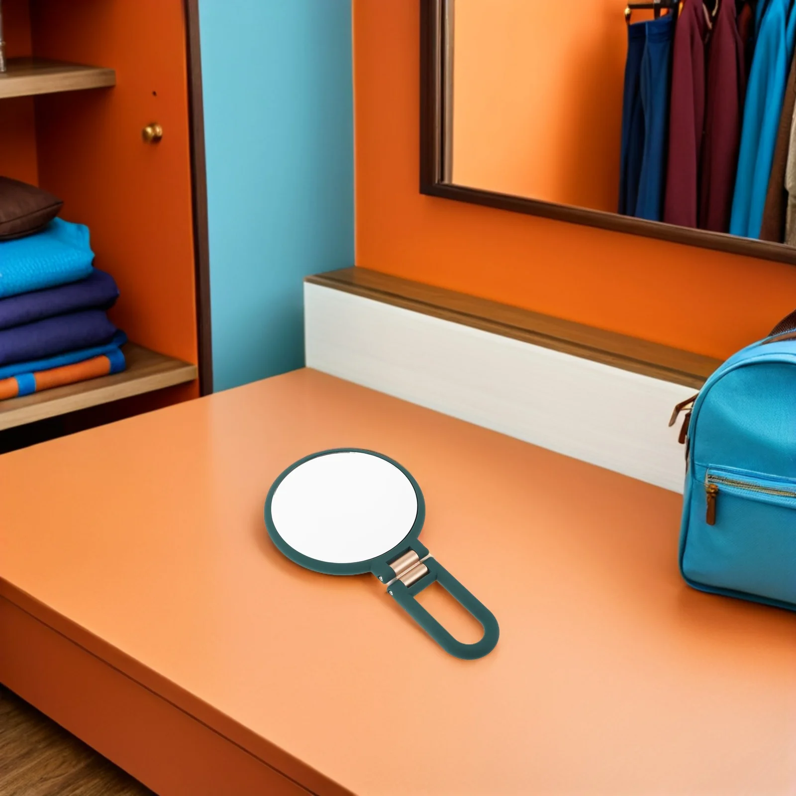 Miroir de maquillage de voyage vert, grossissant Double face 15x, pliable, Portable, Compact, vanité, bureau, Camping, 2 pièces