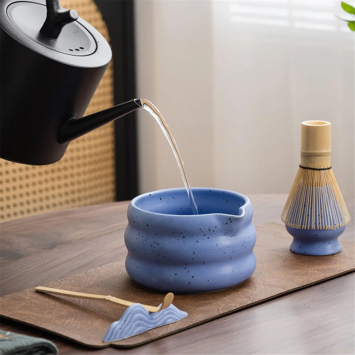 

Premium 7Pcs Japanese Matcha Tea Set, Matcha Kit with Matcha Bowl (with Pouring Spout), Matcha Whisk, Whisk Holder, Strainer