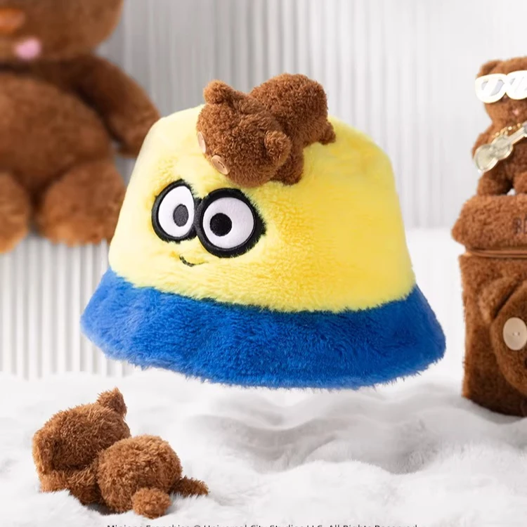 

Genuine Despicable Me Minion BOBTIM Plush Fisherman Hat Autumn and Winter Cute Cartoon New Casual Cute Hat
