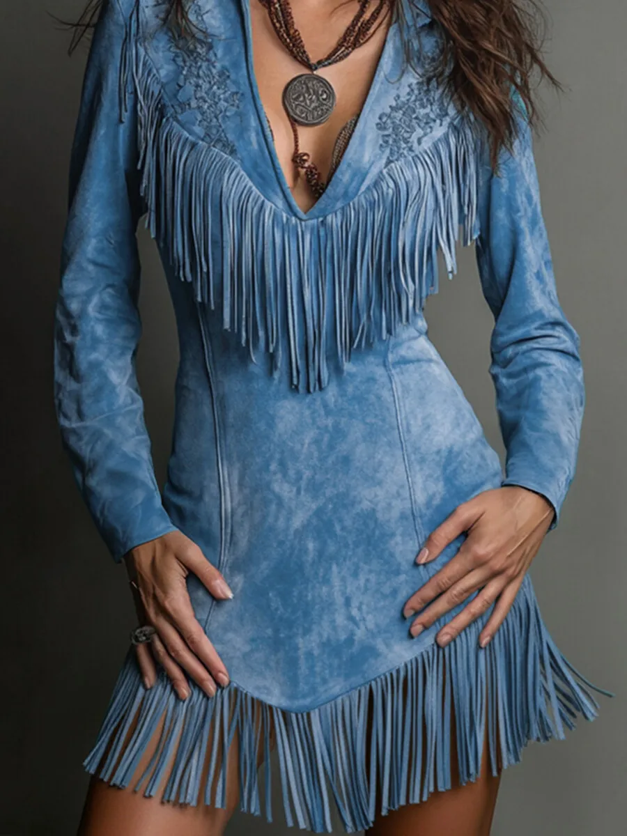 long sleeve flowy sequin dress Long Sleeve Short Sequin Sylvia Hoco Dress