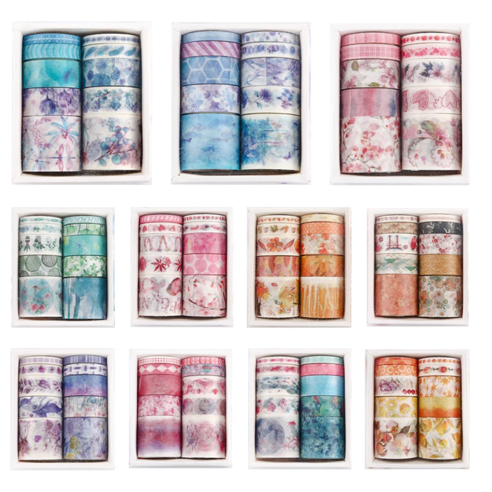 10 рулонов клейкой ленты, набор многоразовых лент Васи, наклейки на ленту для художников, предварительно весенние художественные работы, декоративная лента для весеннего случая