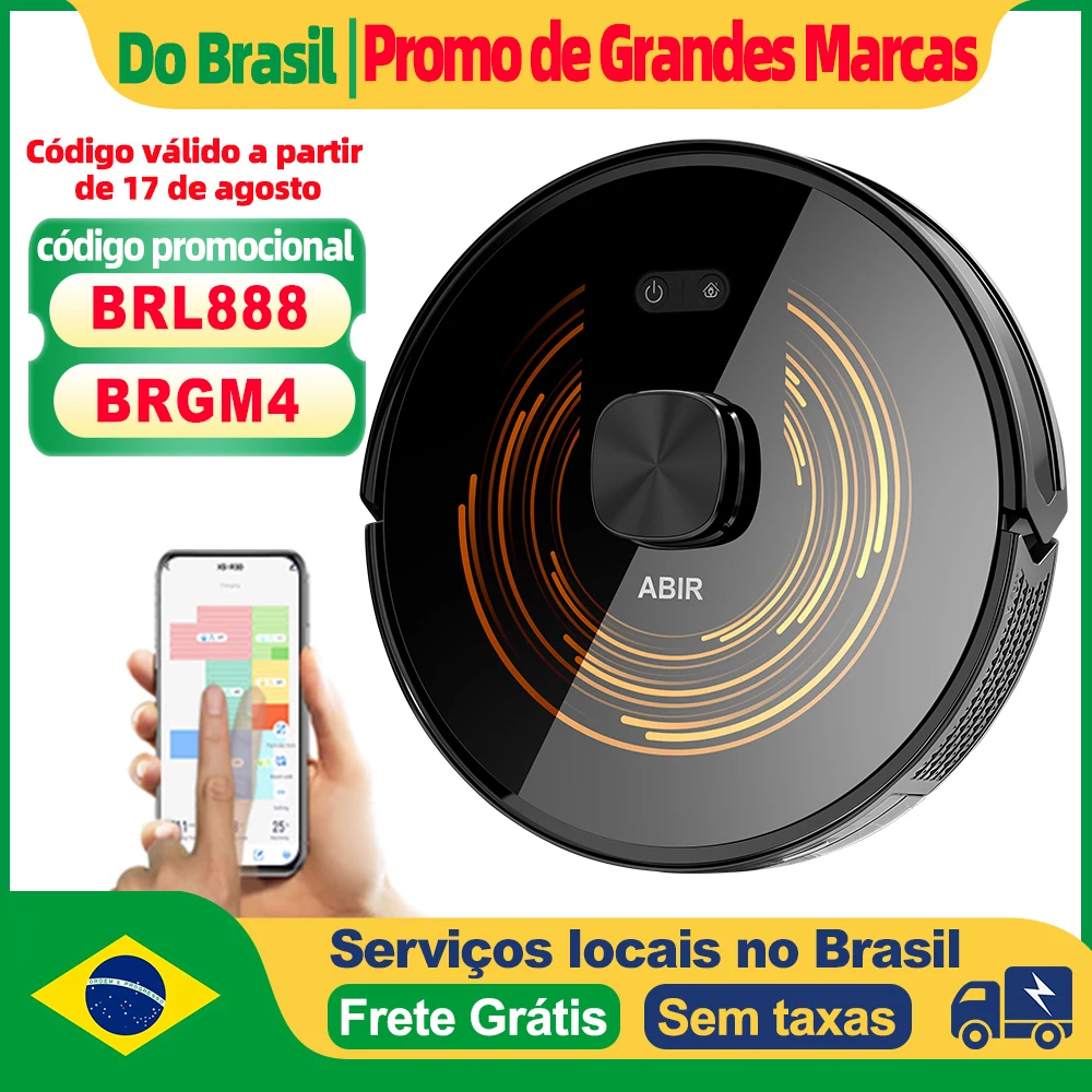 (Código promocional: BRL888)Aspirador Robô ABIR X9, Sistema a Laser, Limpeza UV Dupla, Tecnologia Auto Carpet Boost, Mapas de Múltiplos Andares, Limpeza Personalizada por Cômodos