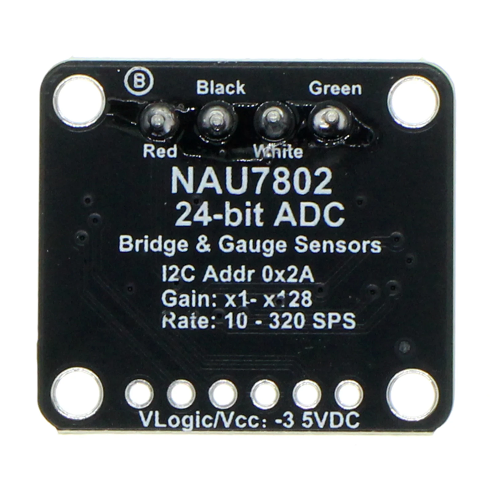 NAU7802 24-Bit ADC Sensor Board STEMMA QT Qwiic I2C 0x2A 2.7V-5.5V PGA 128 Gain 320SPS Sampling
