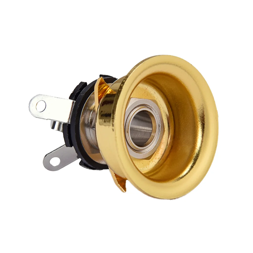 

1Pcs 6.35mm Golden Guitar Input Jack Socket Connector Standard Output Jack Chrome Nut Glossy Surface for Electric Instruments