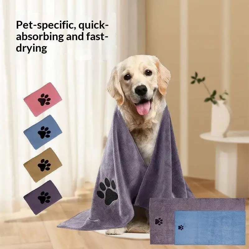 35*75 50*100cm Microfiber Pet Bath Towel Embroidered Super Soft Absorbent For Cats Dogs Grooming