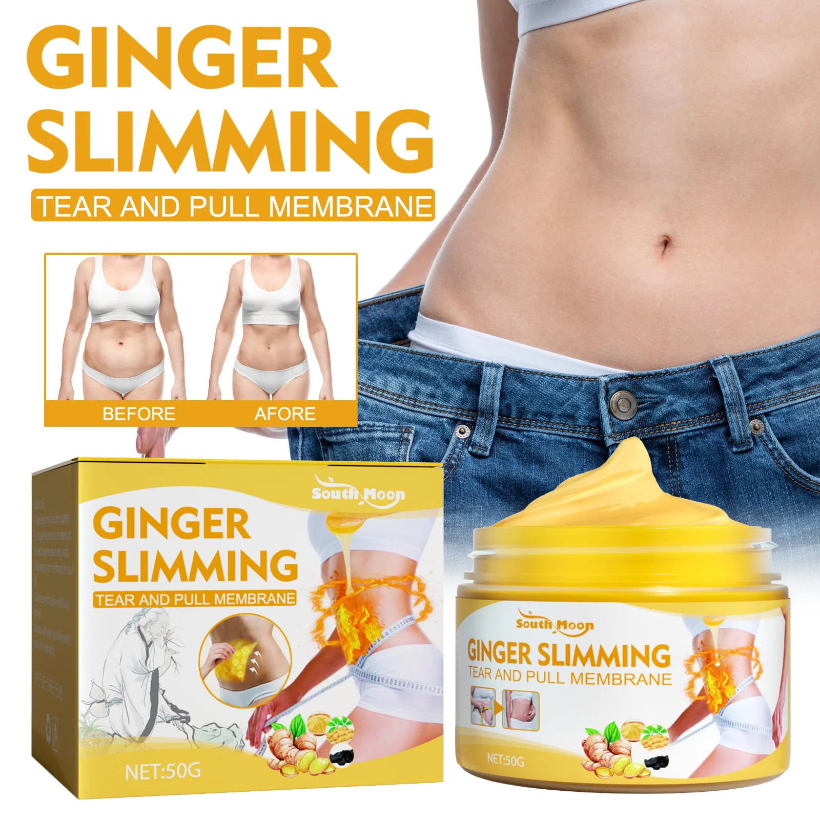 South Moon Shaping Body Cream Anti-cellulite Chin Firming Ginger Slim Gel Weight Lose Fat Burning Slimming Hot Fat Burning Cream