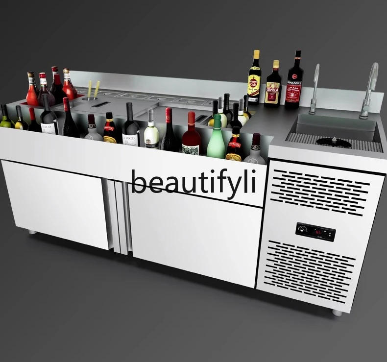 Bar Stainless Steel Mixing Station Water Bar Counter Operation Table Workbench Cocktail Cabinet