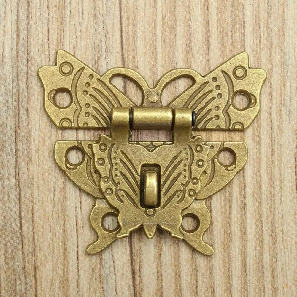 Kit New Tool Hasp Lock Bronze Butterfly Clasp Antique Decorative Hand Tool Hasp Latch Lock Replacement Vintage Zinc Accessories