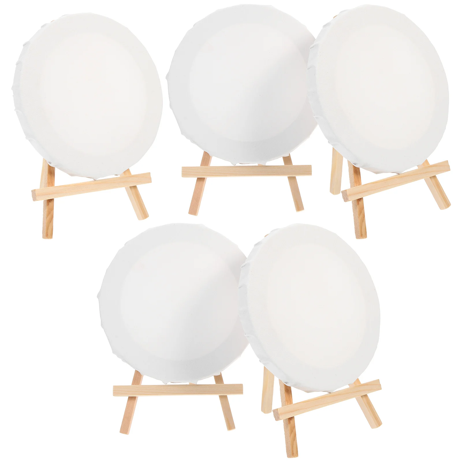 

Mini Easel Display Rack 5 Sets Small Picture Frame Round Canvases Kids Painting Tabletop Accessories White Kit Child Home Office