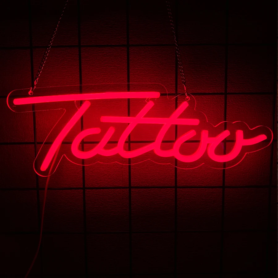 شعار نيون مع موضوع الوشم، شعار الأعمال لاستوديو الوشم، يعمل بمنفذ USB، يستخدم لغرفة النوم، ديكور النادي، هدية لمحبي الوشم.