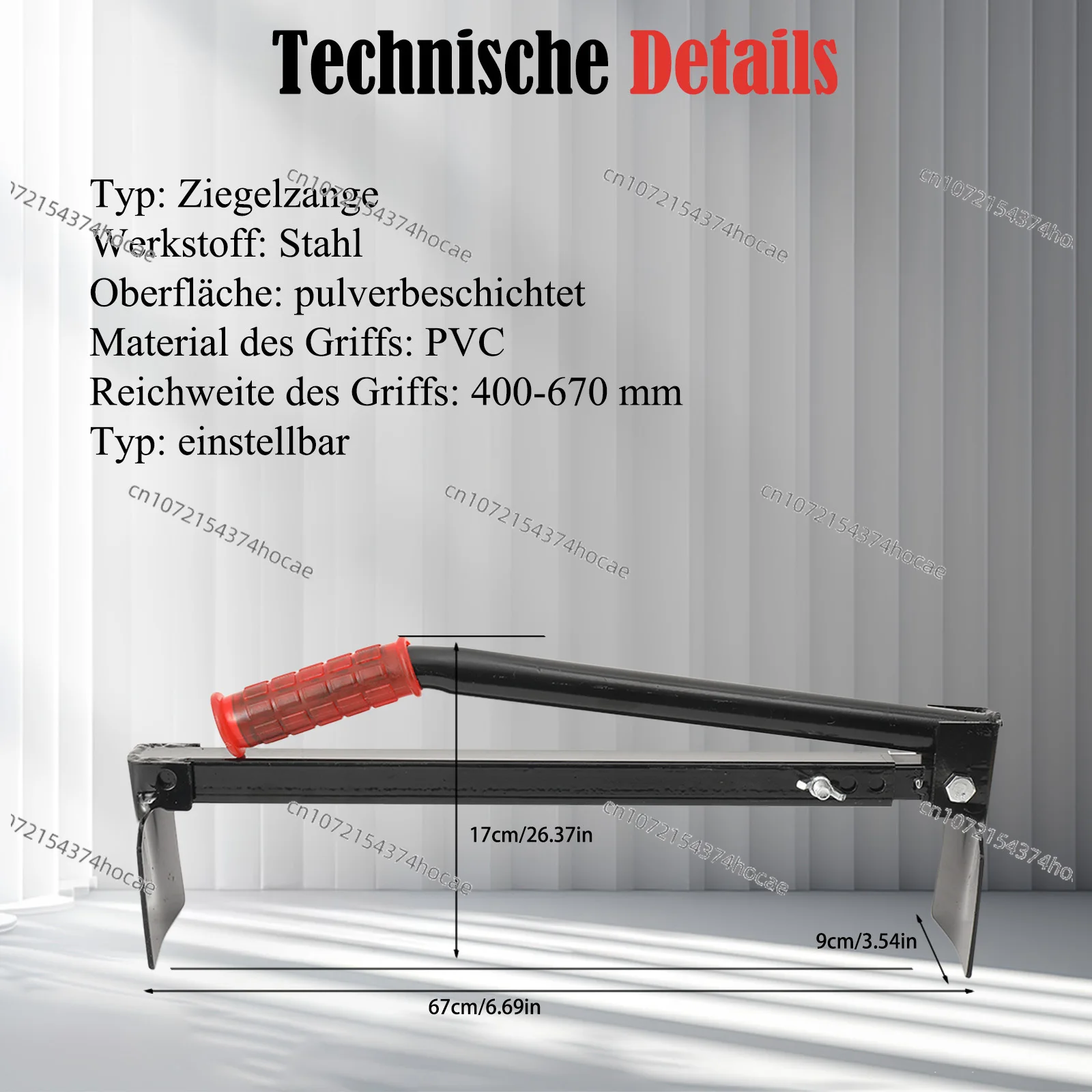 Brick tongs lifter tongs 400-670mm Brick gripper 2 pieces