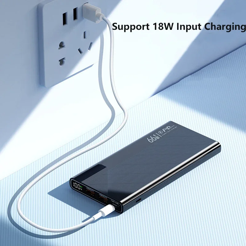 66W Super Fast Charging Power Bank 20000mAh Portable Digital Powerbank for iPhone Samsung Huawei Xiaomi External Spare Battery