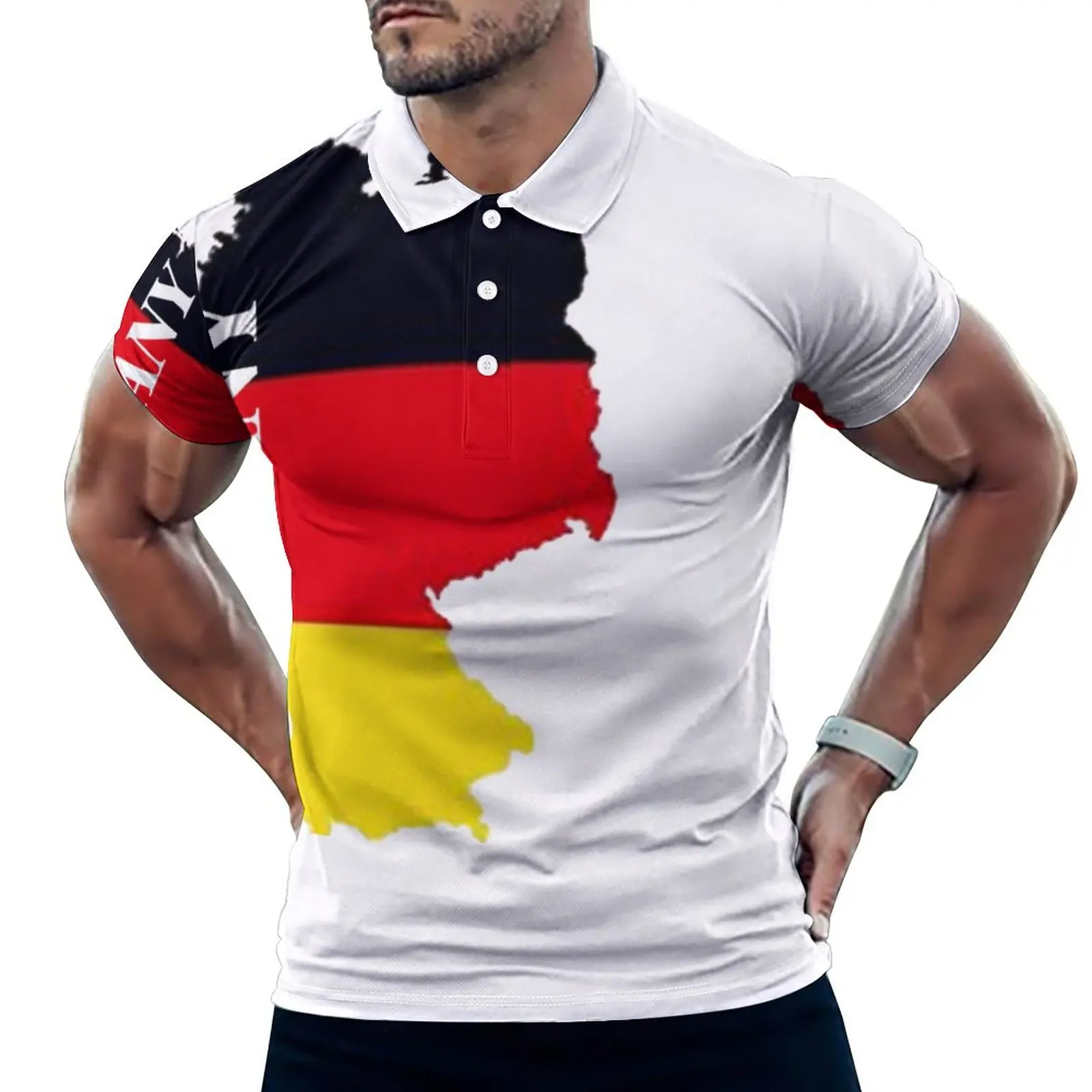 Flag pattern printed new men\'s long-sleeved casual T-shirt Mexico Germany USA men\'s original fashion printed short sleeves.