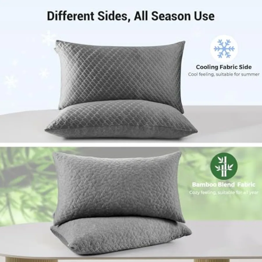 ® Pillows Queen Size Set of 2, Shredded Memory Foam Pillows, Cooling Foam Pillow for Sleeping, Soft Bed Pillow Queen Size with